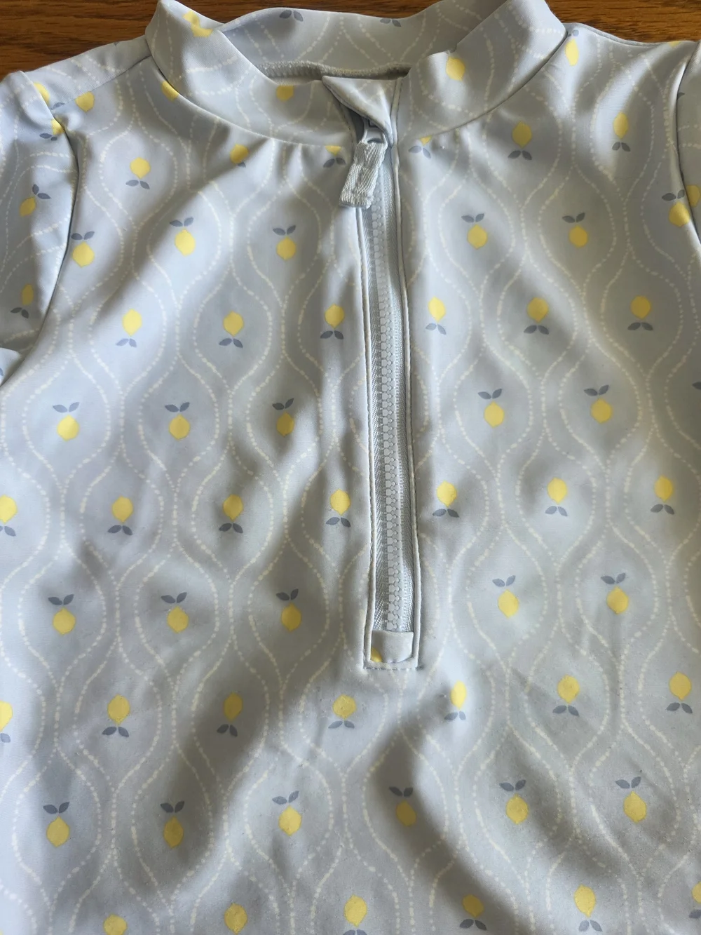 Carter's Light Blue Long-Sleeve One-Piece Swimsuit with Yellow Lemon Motif